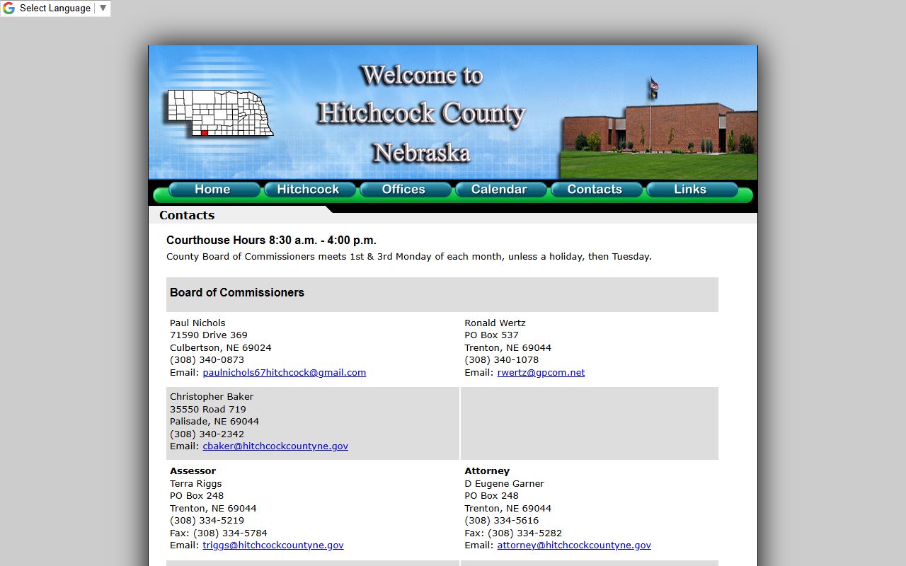 Hitchcock County Jail inmate lookup county contacts page